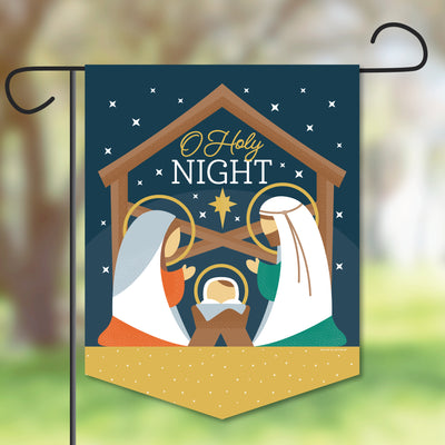 Holy Nativity - Outdoor Home Decorations - Double-Sided Manger Scene Religious Christmas Garden Flag - 12 x 15.25 inches