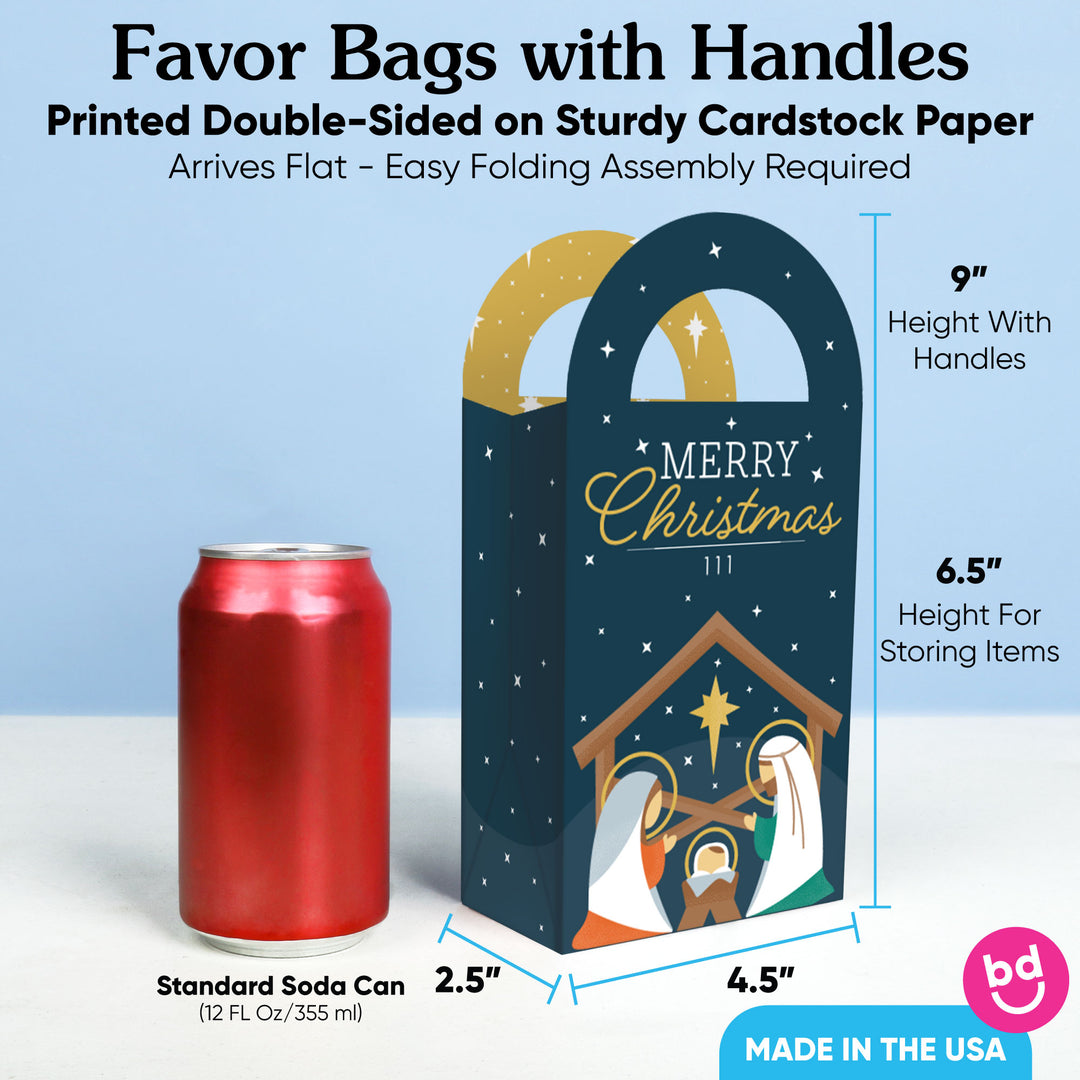 Custom Text Holy Nativity Paper Favor Bags - 12 Ct