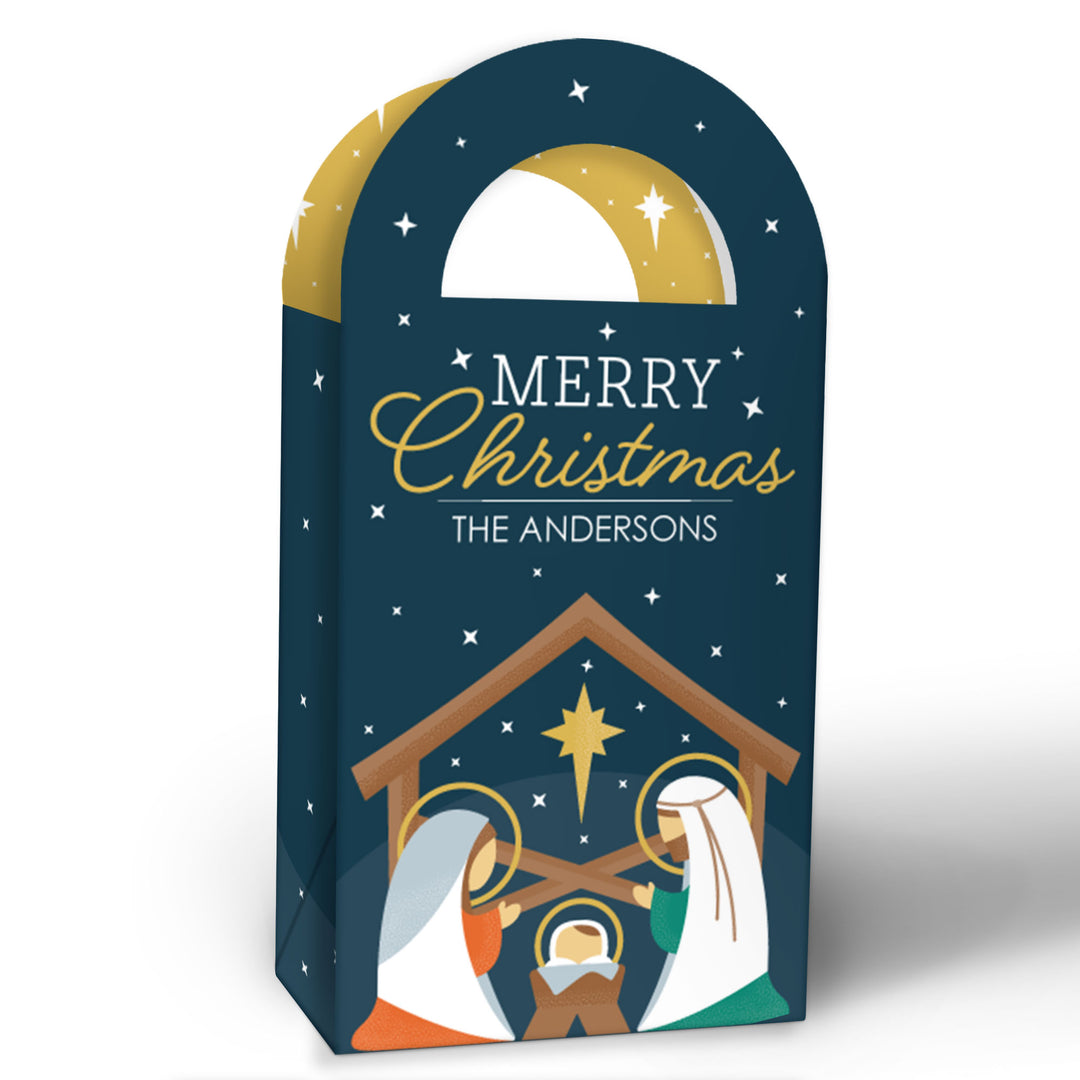 Custom Text Holy Nativity Paper Favor Bags - 12 Ct