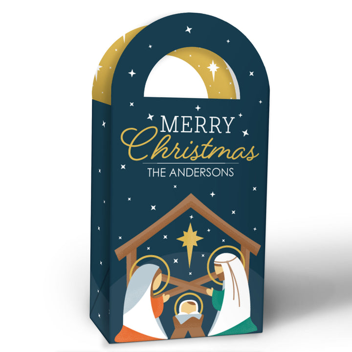 Custom Text Holy Nativity Paper Favor Bags - 12 Ct