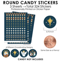 Holy Nativity - Manger Scene Religious Christmas Small Round Candy Stickers - Party Favor Labels - 324 Count