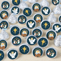 Holy Nativity - Manger Scene Religious Christmas Small Round Candy Stickers - Party Favor Labels - 324 Count