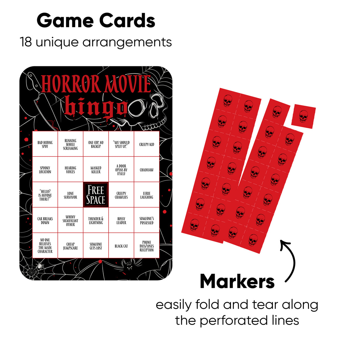 Horror Movie Halloween Bingo Game - 18 Ct