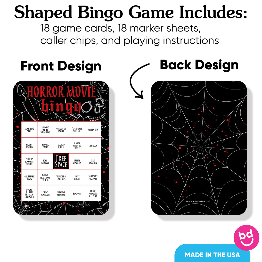 Horror Movie Halloween Bingo Game - 18 Ct