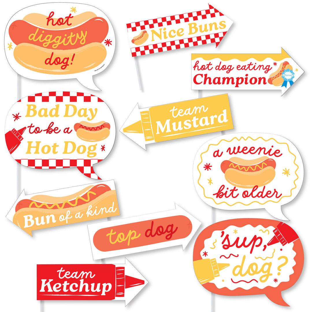 hot dog photo booth props set funny birthday party signs