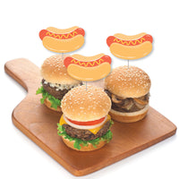 cupcakes decorated with hot dog toppers at party