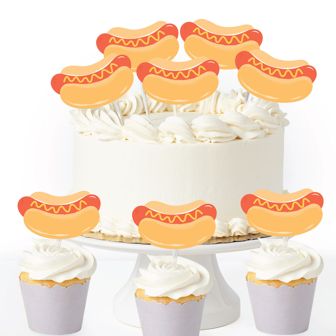 hot dog treat picks cupcake toppers party supplies
