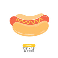 Illustration of a hot dog with mustard on a white background