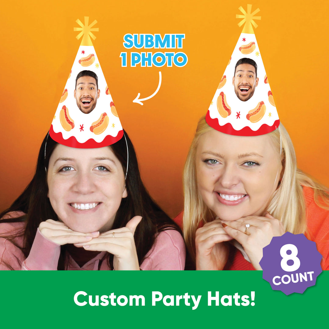 guests wearing custom hats at BBQ birthday party