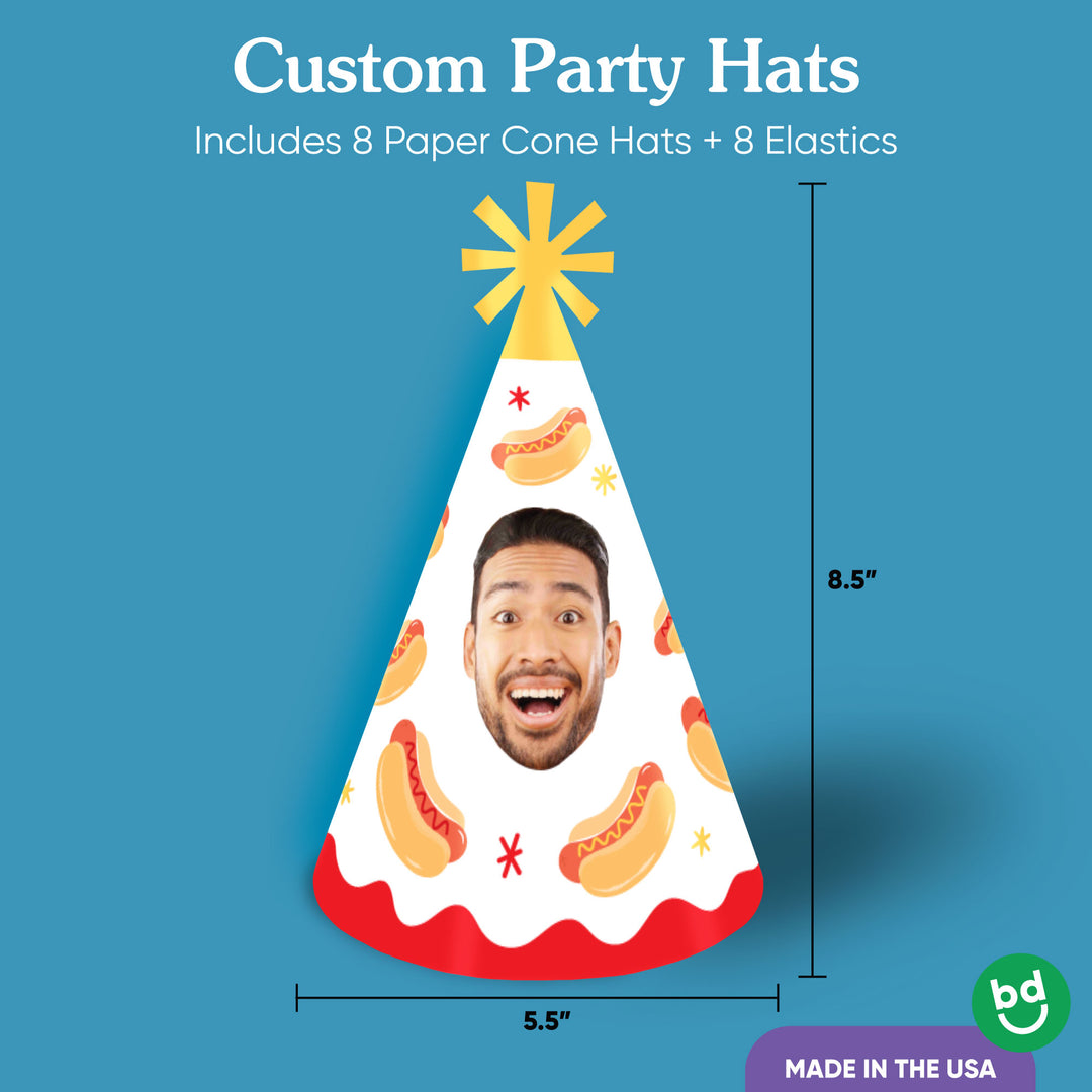 personalized hat close-up hot dog pattern and face