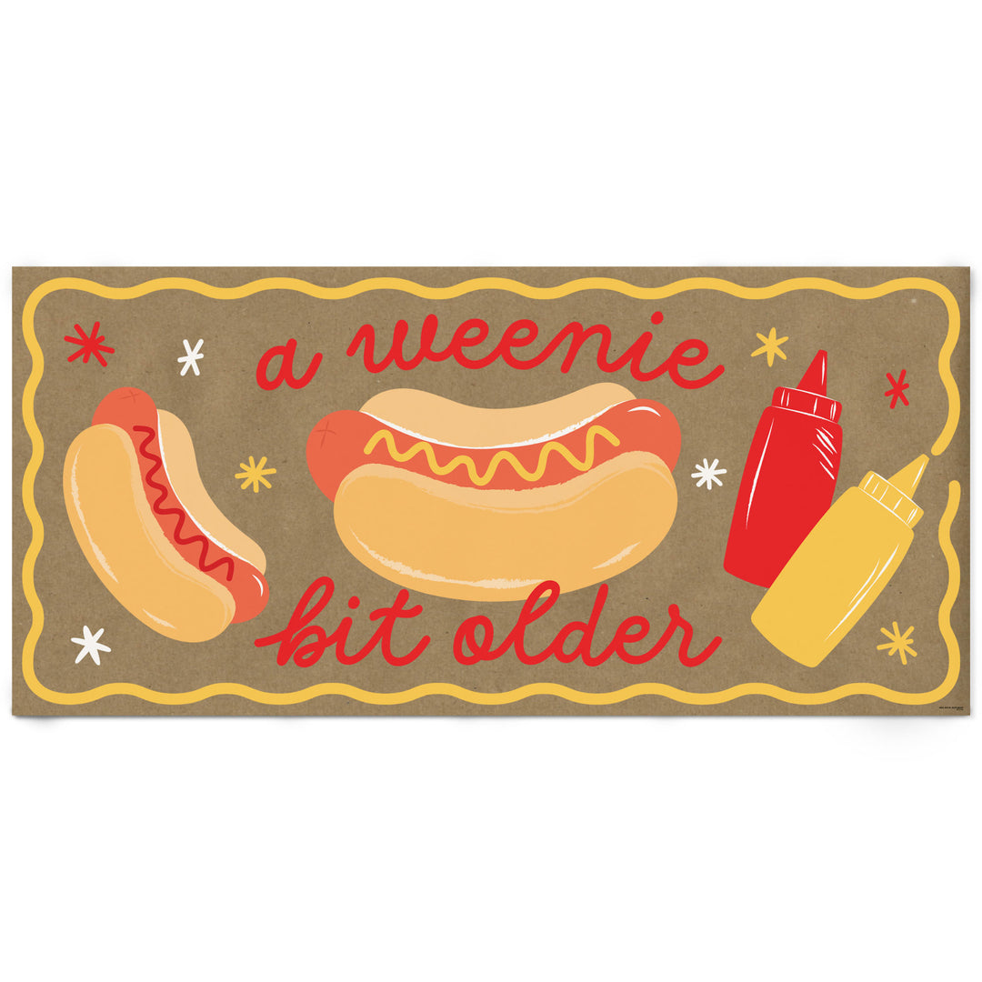 a weenie bit older kraft banner hot dog party decoration