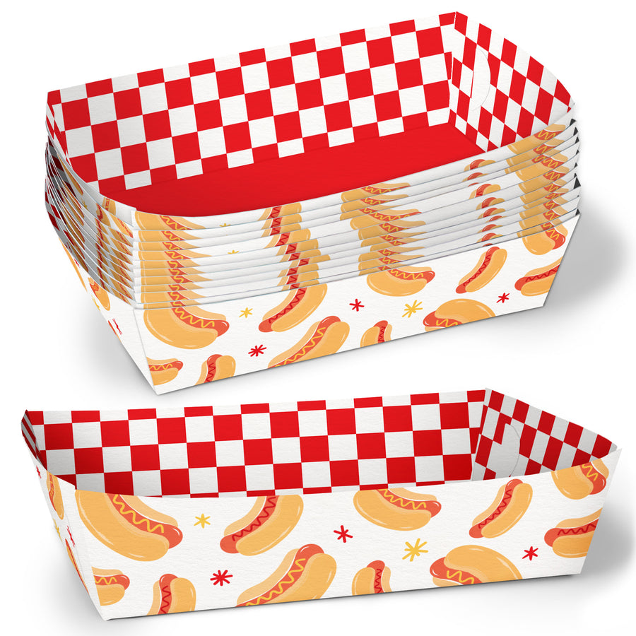 hot dog paper food trays checkered party serving trays