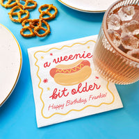 a weenie bit older napkin design close-up
