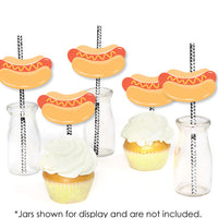 drinks styled with hot dog straws at party