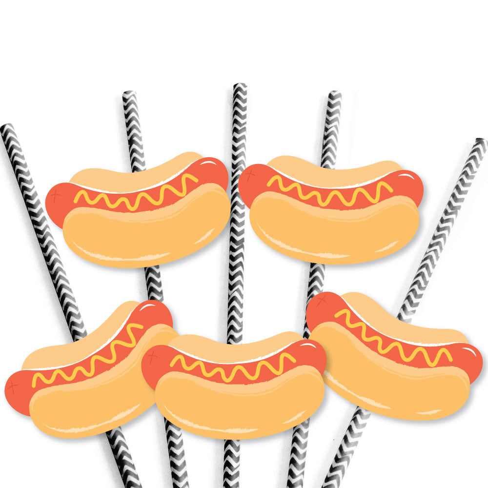 straw toppers design close-up hot dog cutouts