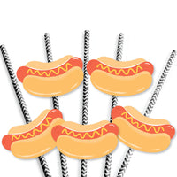straw toppers design close-up hot dog cutouts