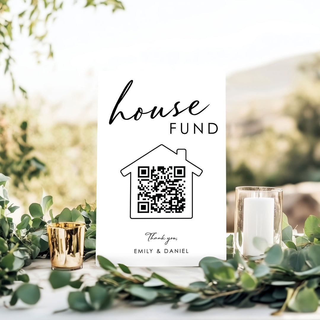 Personalized Photo House Fund QR Code Wedding Sign