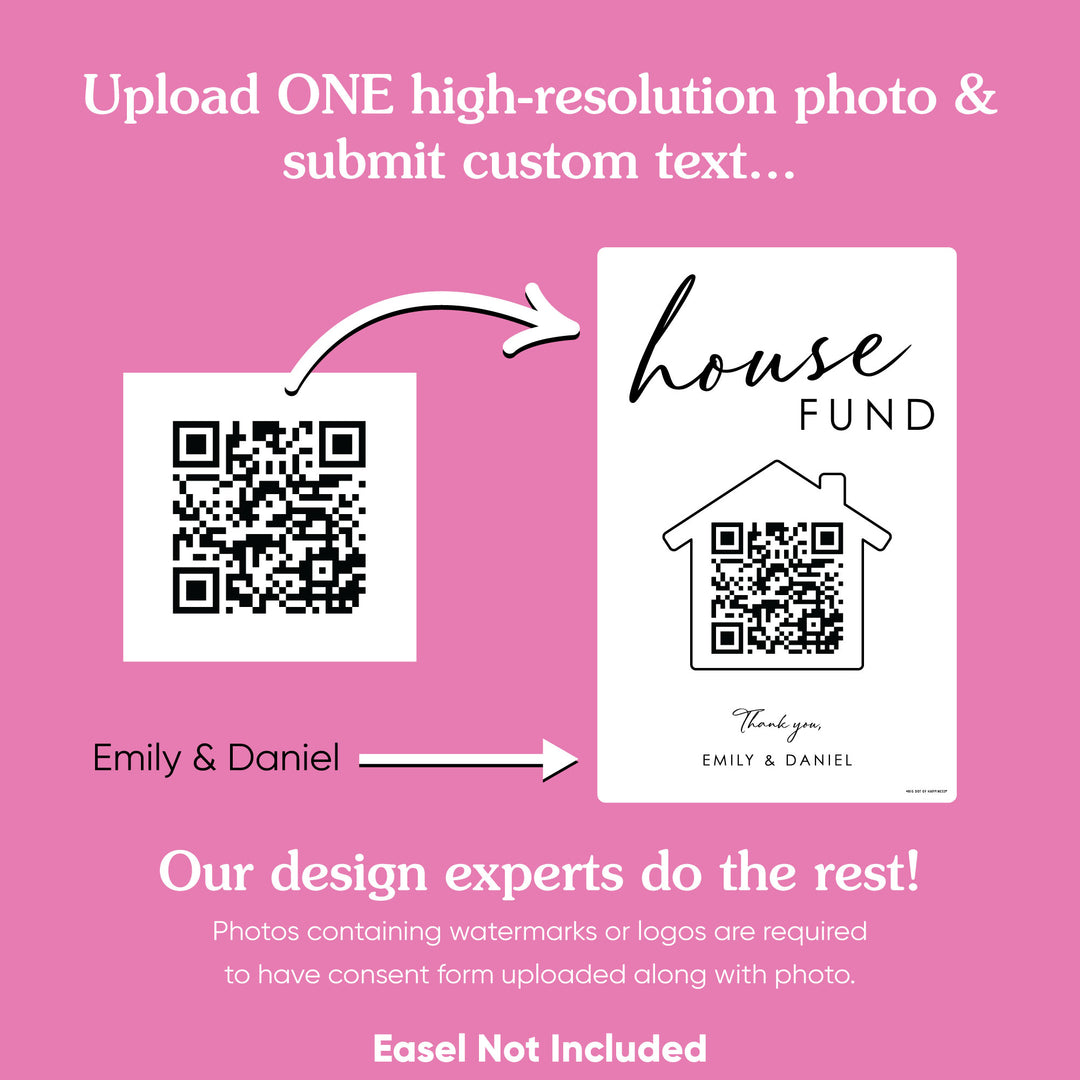 Personalized Photo House Fund QR Code Wedding Sign
