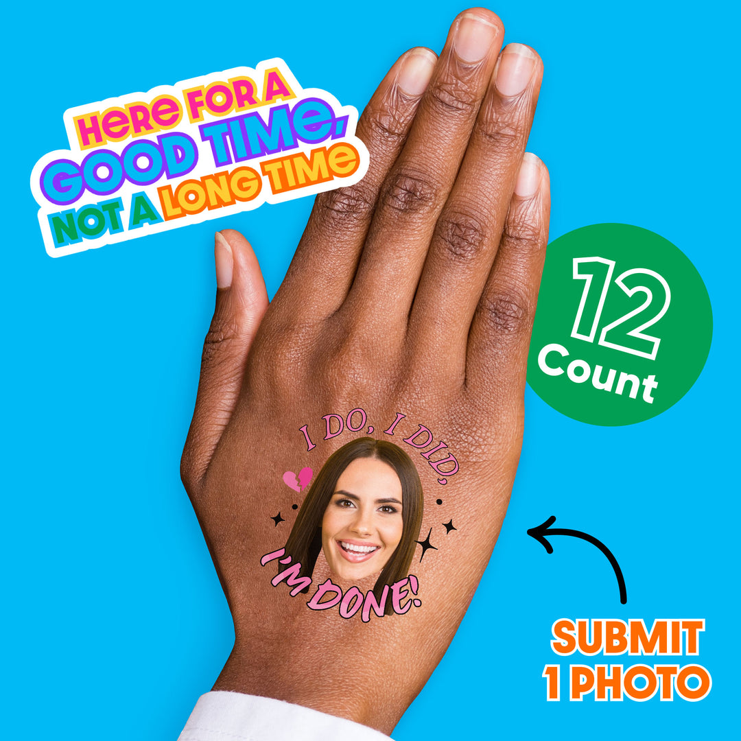 Custom Face Divorce Temporary Tattoos - 12 Ct