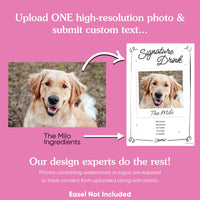 Personalized Photo Signature Drink Wedding Sign (Select Your Size)