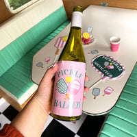 Pink Pickleball - Country Club Party Decorations for Women and Men - Wine Bottle Label Stickers - Set of 4