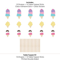 Scoop Up The Fun - Ice Cream - Sprinkles Party Centerpiece Sticks - Table Toppers - Set of 15