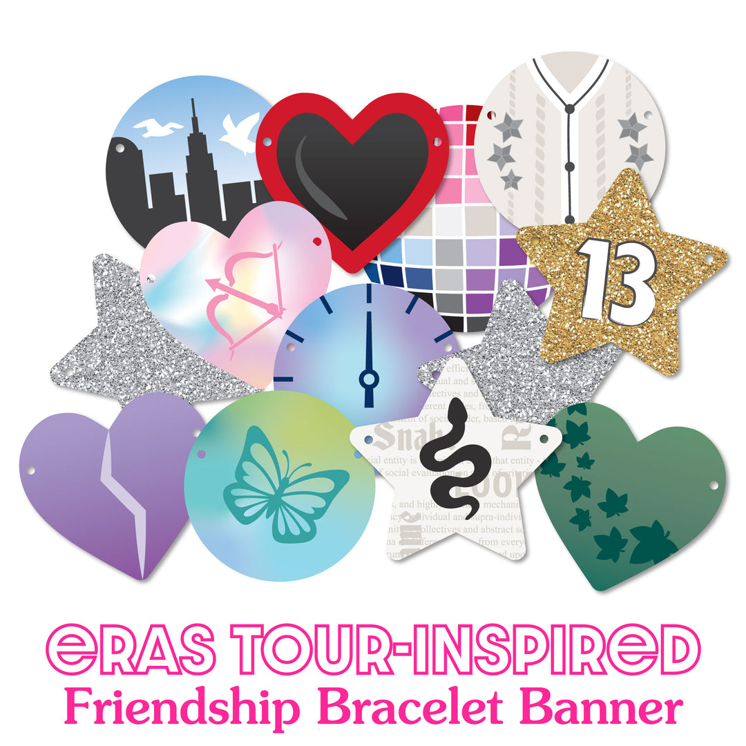 In My Birthday Era Banner, Eras Birthday Party Decorations, Large Friendship Bracelet Banners, 28 Pieces