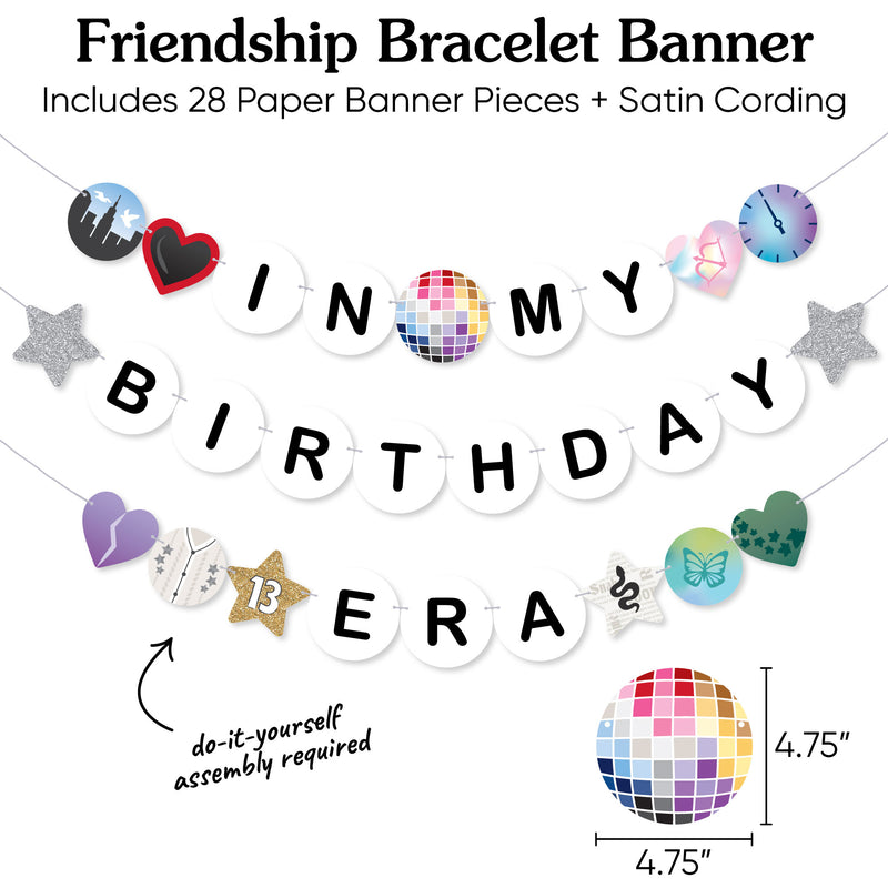 In My Birthday Era Banner, Eras Birthday Party Decorations, Large Friendship Bracelet Banners, 28 Pieces