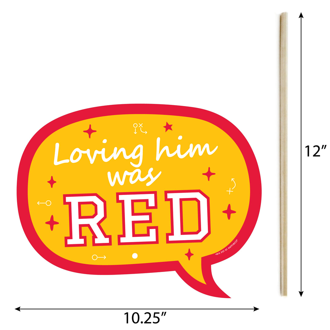 Funny In My Football Era - Red and Gold Sports Party Photo Booth Props Kit - 10 Piece