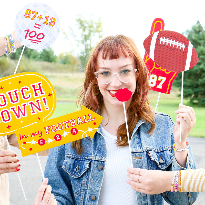 Funny In My Football Era - Red and Gold Sports Party Photo Booth Props ...