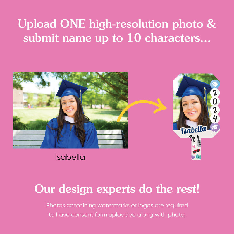 Big Dot of Happiness Custom In My Grad Era Photo Paddles, Class of 2024 Face Fans with Handles, Personalized Grad Big Head on Stick, Graduation Face Cutouts, Party Photo Booth Props 1pc