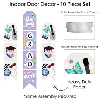 In My Grad Era - Hanging Vertical Paper Door Banners - Graduation Party Wall Decoration Kit - Indoor Door Decor