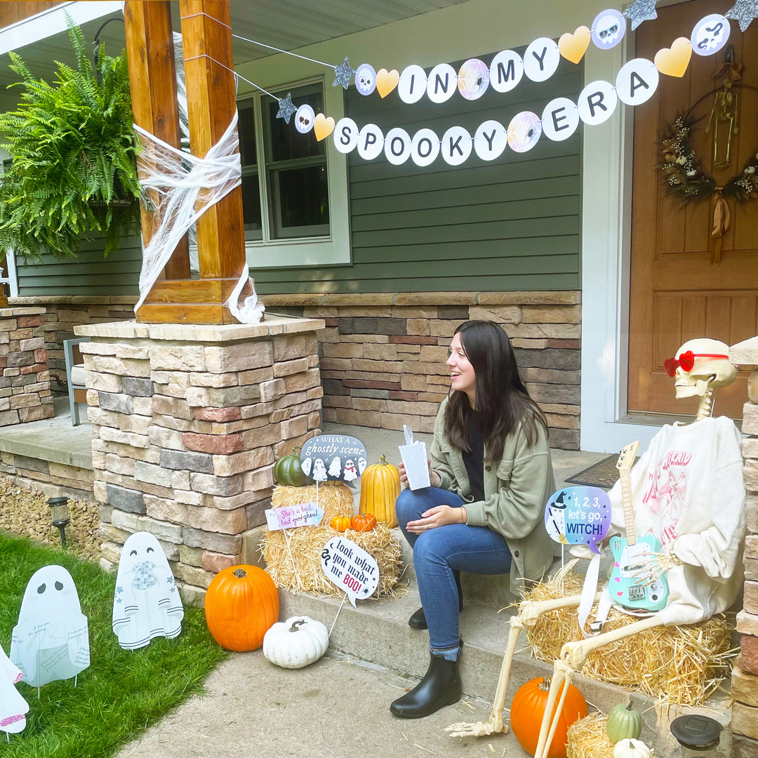 In My Spooky Era Banner, Ghost Concert Tour Halloween Party Decorations, Large Friendship Bracelet Banners, 28 Pieces