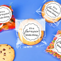 It's A Forever Kinda Thing Wedding Thank You Stickers & Clear Cookie Bags - 25 Ct