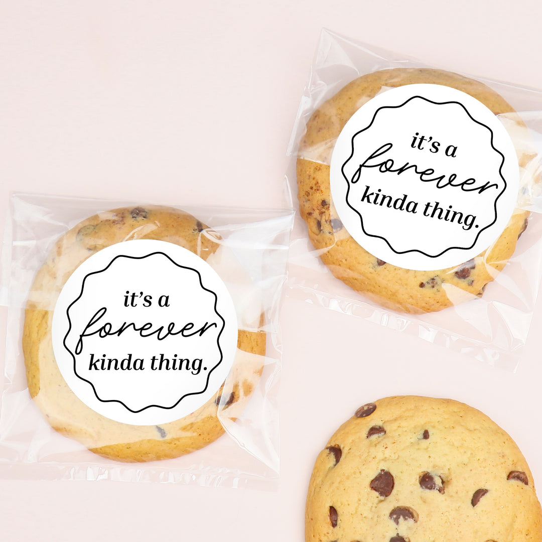 It's A Forever Kinda Thing Wedding Thank You Stickers & Clear Cookie Bags - 25 Ct