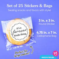 It's A Forever Kinda Thing Wedding Thank You Stickers & Clear Cookie Bags - 25 Ct