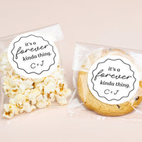 Custom Text Stickers & Clear Cookie Bags -  It's A Forever Kind of Thing