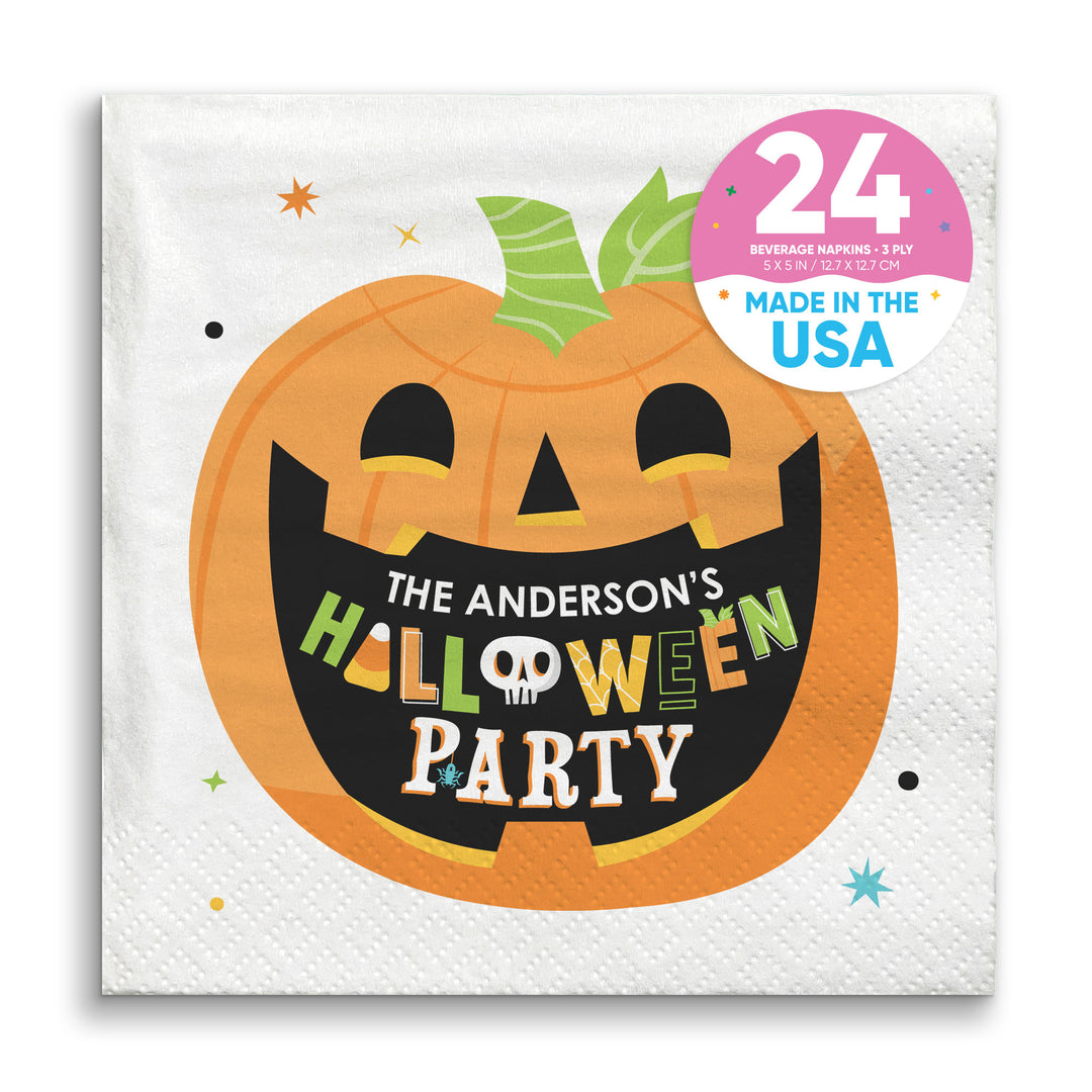 Custom Text Napkins - Jack O Lantern - 24 Ct