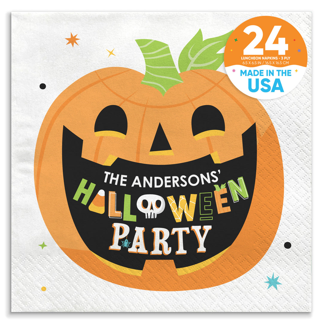 Custom Text Napkins - Jack O Lantern - 24 Ct