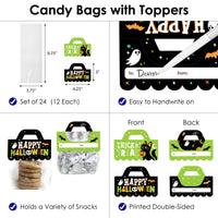 Jack-O'-Lantern Halloween - DIY Kids Halloween Party Clear Goodie Favor Bag Labels - Candy Bags with Toppers - Set of 24