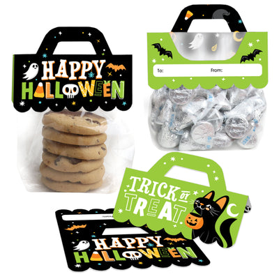 Jack-O'-Lantern Halloween - DIY Kids Halloween Party Clear Goodie Favor Bag Labels - Candy Bags with Toppers - Set of 24