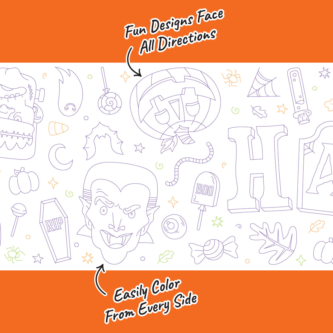 Jack-O-Lantern Halloween - Coloring Table Runner - 7'