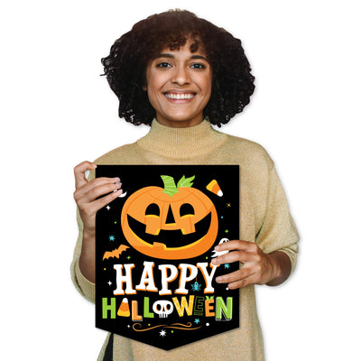 Jack-O'-Lantern Halloween - Outdoor Home Decorations - Double-Sided Halloween Party Garden Flag - 12 x 15.25 inches