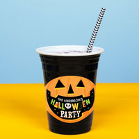 Custom Text Party Cups - Jack-O'-Lantern Halloween - 16 Ct