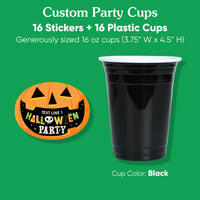 Custom Text Party Cups - Jack-O'-Lantern Halloween - 16 Ct