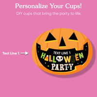 Custom Text Party Cups - Jack-O'-Lantern Halloween - 16 Ct
