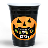 Custom Text Party Cups - Jack-O'-Lantern Halloween - 16 Ct