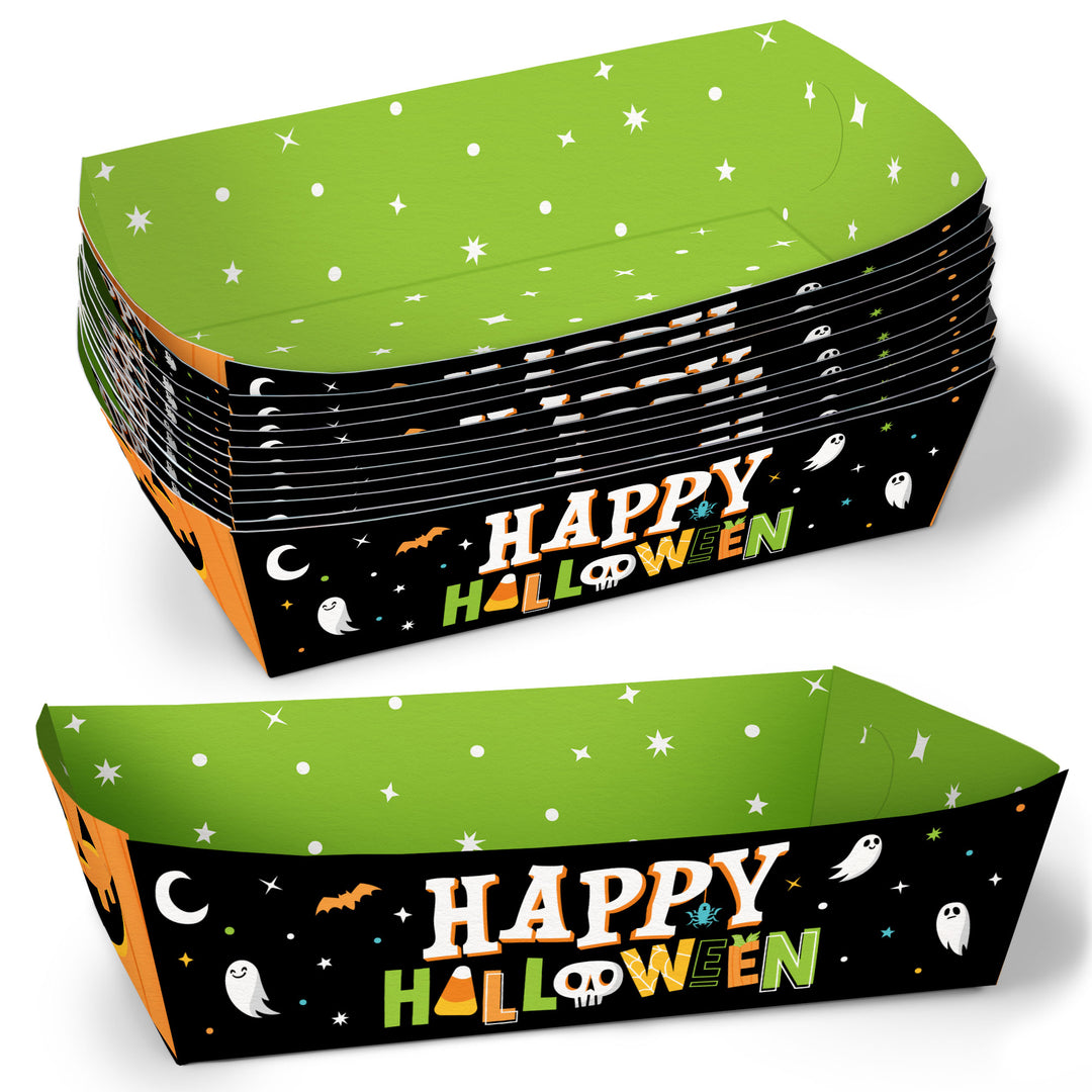 Jack O Lantern Paper Food Trays - 12 Ct