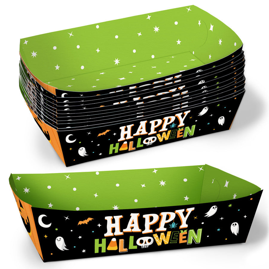 Jack O Lantern Paper Food Trays - 12 Ct