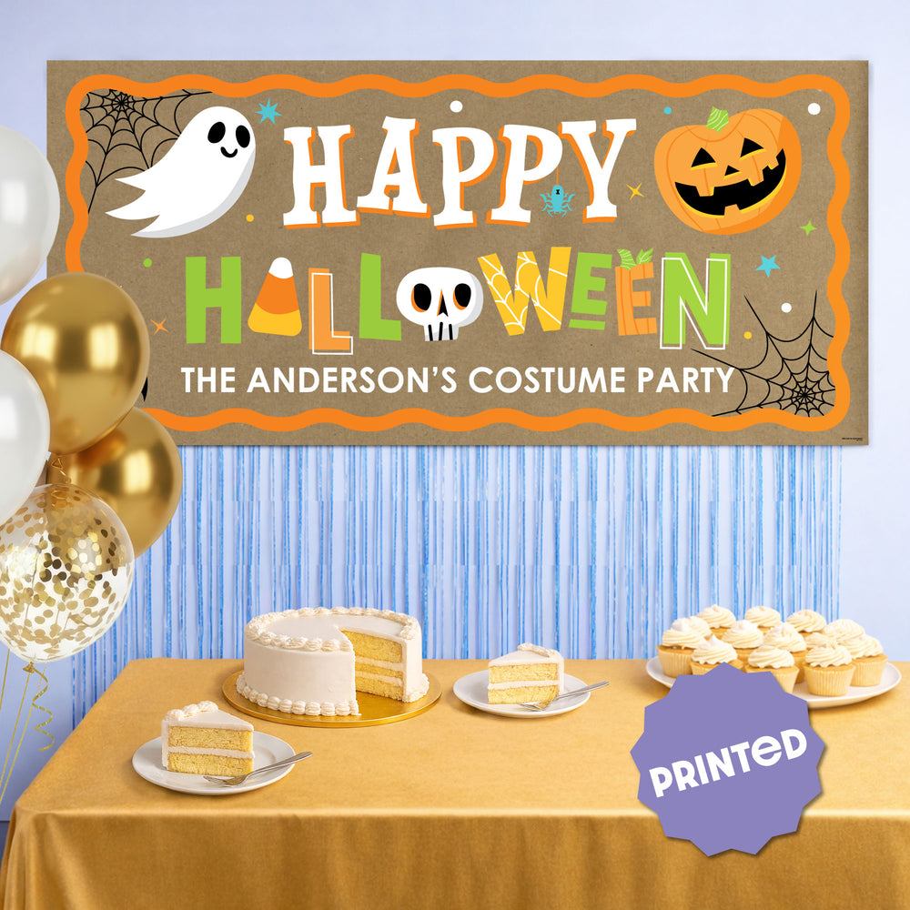 Custom Text Jack-O'-Lantern Halloween Kraft Banner